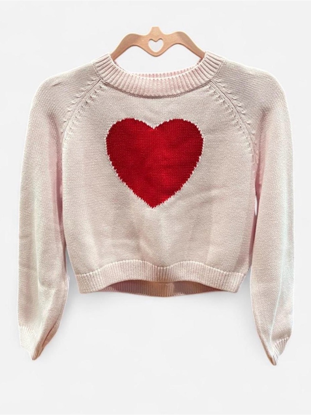 GAP Pink Crewneck Sweater with Red Heart